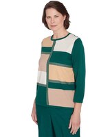 Alfred Dunner® Emerald Isle Color blocking Gold Trim Sweater thumbnail number 3