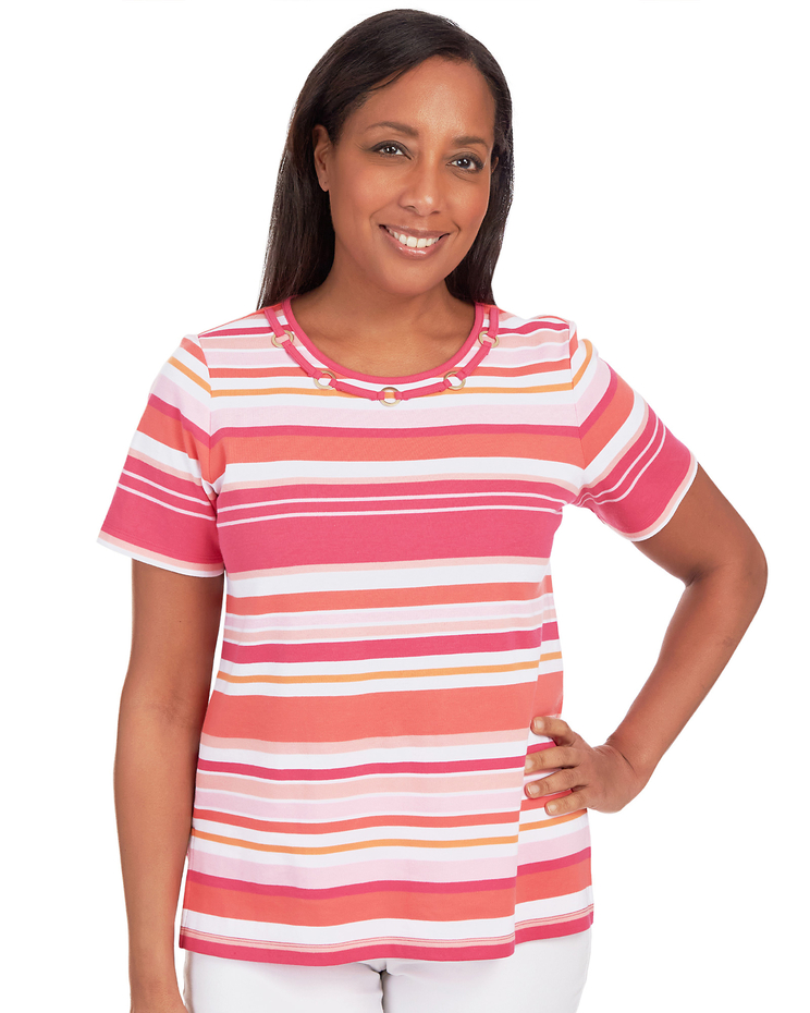Alfred Dunner® Hot Flash Striped Ring Detail Tee image number 1