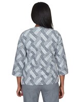 Alfred Dunner® Point Of View Geo Texture Crew Neck Jacket thumbnail number 2