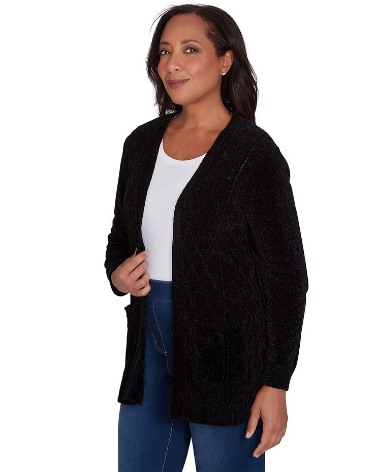 Alfred Dunner® Classics Chenille Cardigan with Pockets image number 3