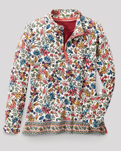 Everyday Knit Floral Border Quarter-Zip