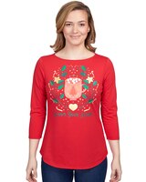 Ruby Rd® Warm Your Heart Holiday Three-Quarter Sleeve Tee thumbnail number 1