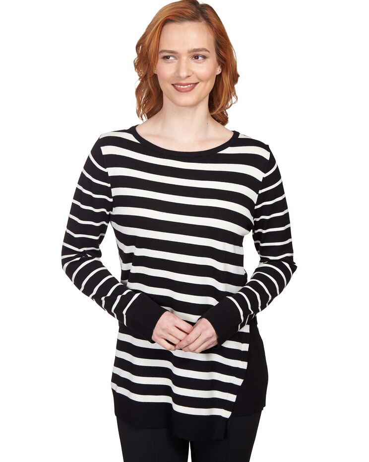 Ruby Rd® Striped Fold Over Sweater image number 1