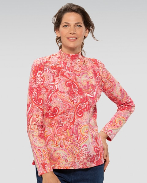 Essential Cotton Highland Paisley Mockneck Tee