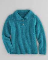 Luxe Bouclé Convertible-Collar Henley thumbnail number 4