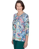 Alfred Dunner® Classics Scroll Multi Colored Patterned Top thumbnail number 3