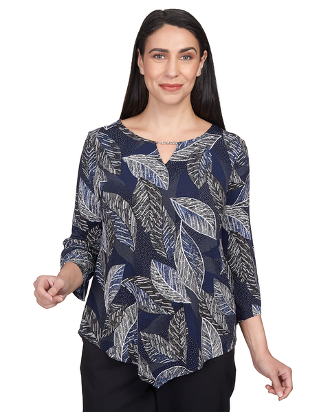 Alfred Dunner® Leaves Pointed Hem Top