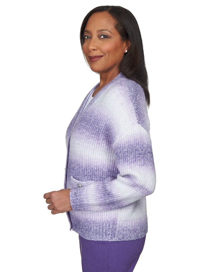 Alfred Dunner® Point Of View Ombre Cardigan with Flower Buttons image number 4