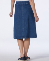 Liberty Knit Denim Button-Front Midi Skirt thumbnail number 2