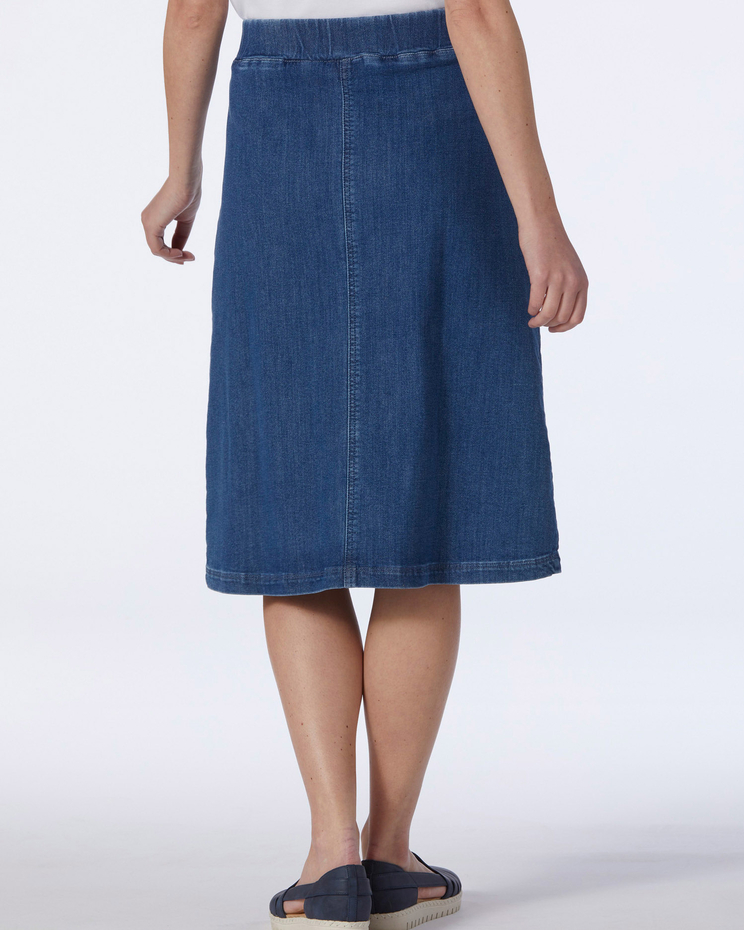 Liberty Knit Denim Button-Front Midi Skirt image number 2
