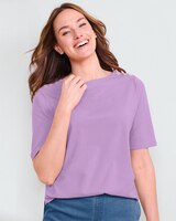Prima™ Cotton Solid Button-Trim Bateau Tee thumbnail number 1