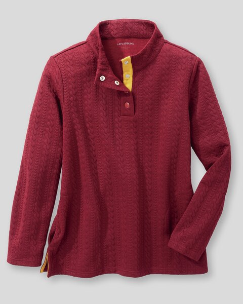 Cable-Textured Knit Henley