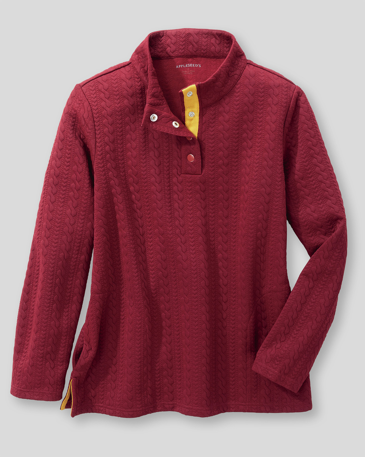 Cable-Textured Knit Henley image number 1