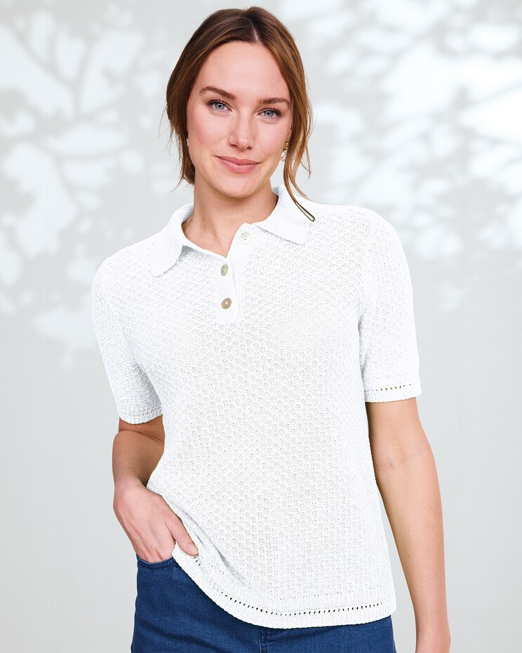 Linen/Cotton Honeycomb Polo image number 1