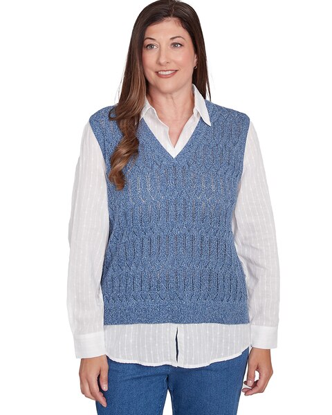 Alfred Dunner® Lake Victoria Woven Layered Clip Jacquard Sweater  Vest