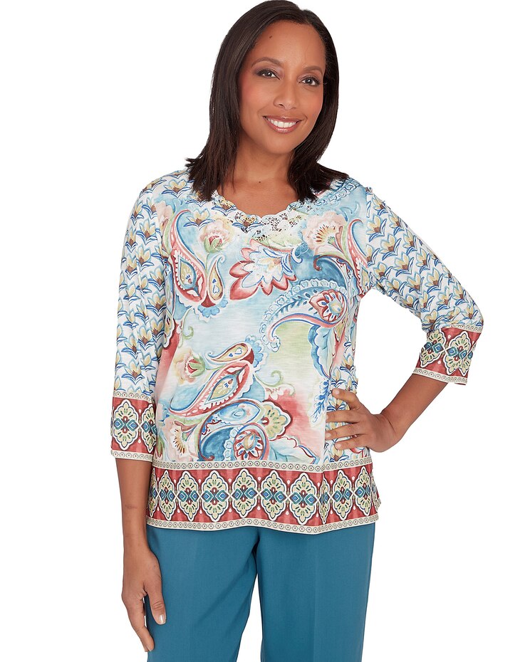 Alfred Dunner® Sedona Sky Medallion Paisley Top image number 1