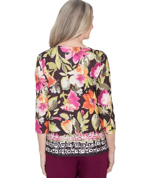 Alfred Dunner® Classics Bold Floral Geometric Border Top
