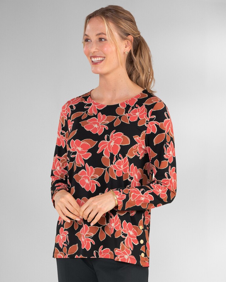 Lotus Flower Side-Snap Knit Top image number 1