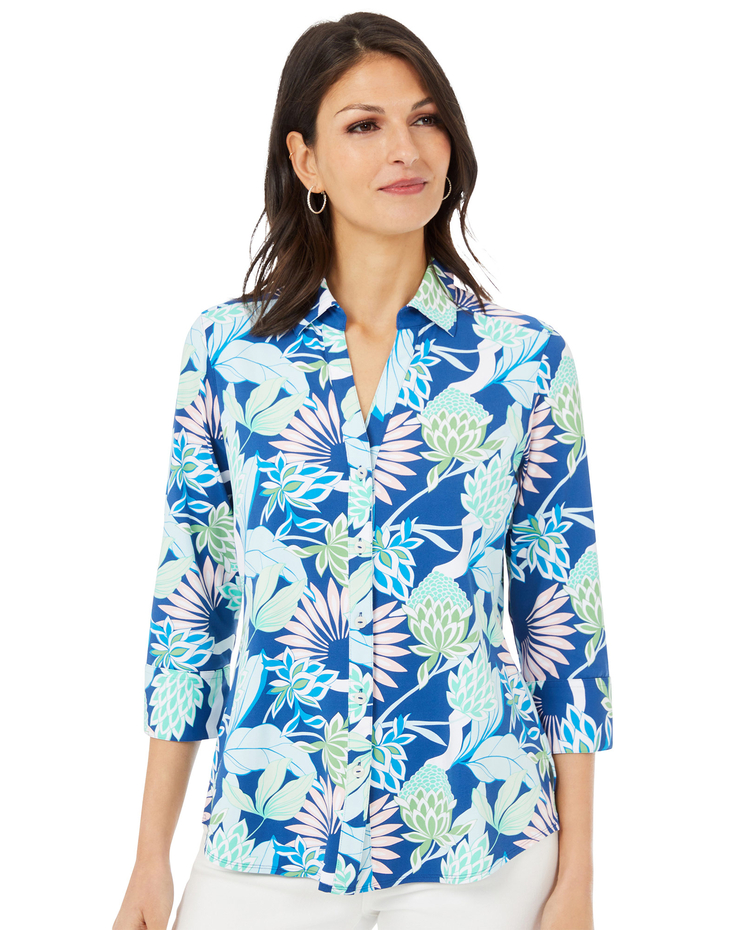 Mary 3/4 Sleeve Oasis Floral Jersey Shirt image number 1