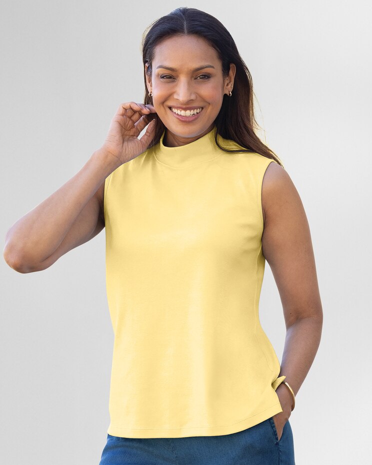 Essential Cotton Sleeveless Mockneck image number 1