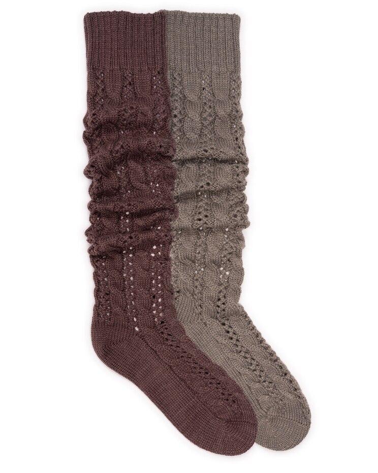 MUK LUKS® Women's Slouch Knit Cable 2Pr Pack Socks image number 1