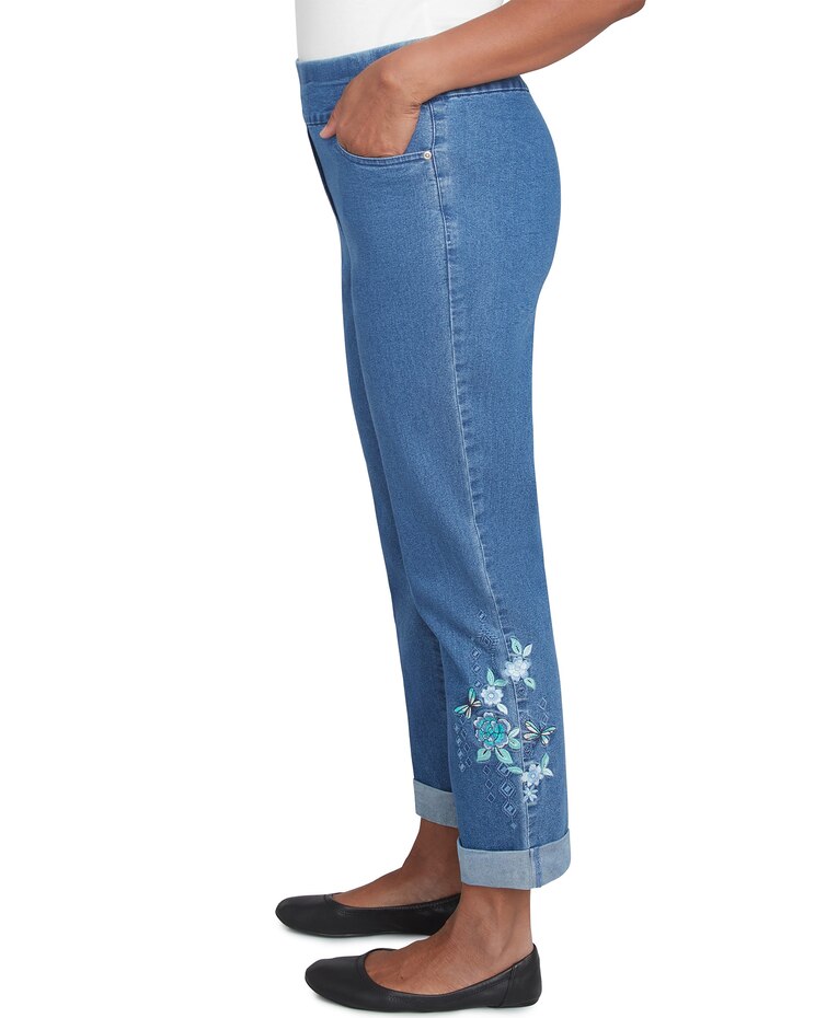 Alfred Dunner® Lake Victoria Ankle Embroidered Floral Denim Pant image number 4