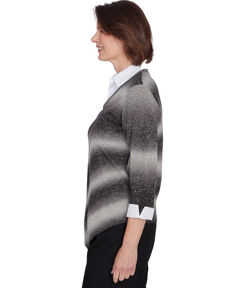 Alfred Dunner® Classics Chevron Ombre Woven Sweater image number 7