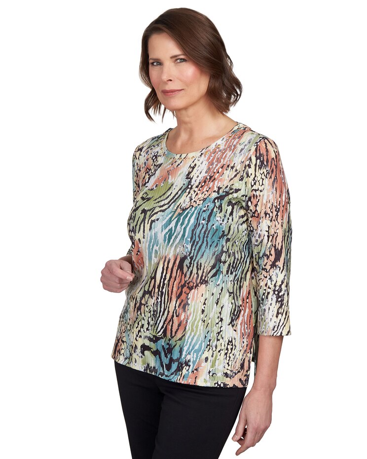 Alfred Dunner® Abstract Tiger Stripe Top image number 3