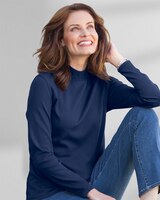 Essential Cotton Long-Sleeve Solid Mockneck thumbnail number 1