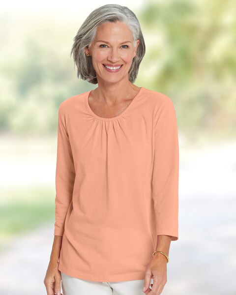 Prima™ Cotton Shirred Scoopneck Tee
