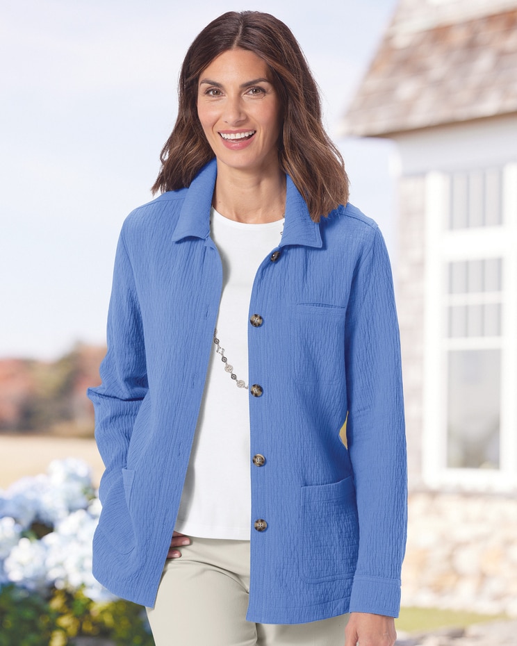Textured-Cotton Shirt Jacket image number 1