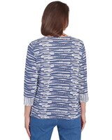 Alfred Dunner® Lake Victoria Split Neck Spliced Blue Top thumbnail number 2