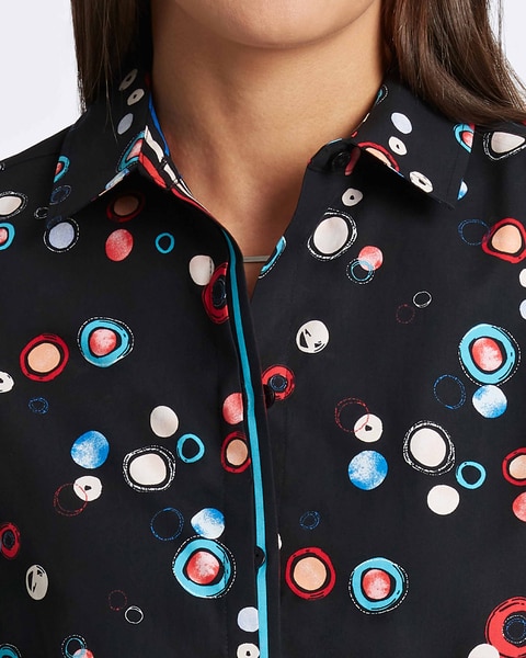 Foxcroft Charlie Multicolor Dot With Border Shirt