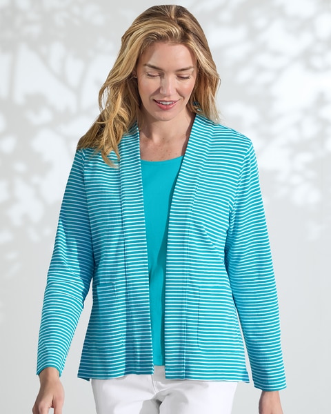 Coastal Cotton Striped Cardigan 