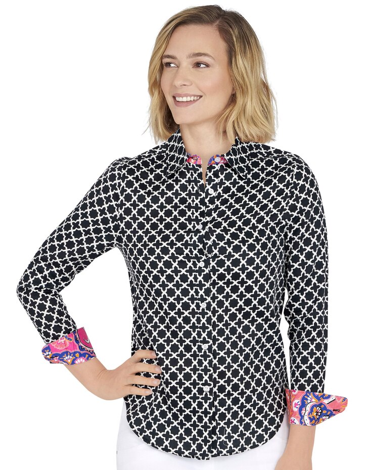 Ruby Rd® Wrinkle Resistant Moroccan Tile Print Shirt image number 1