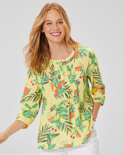Citrus-Print Pintuck Popover