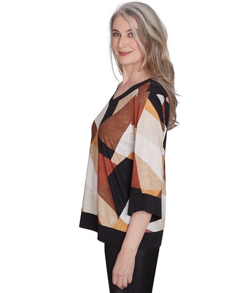 Alfred Dunner® Rue Rivoli V-Neck Patchwork Sweater