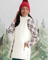 Long Quilted Zip-Front Vest thumbnail number 1