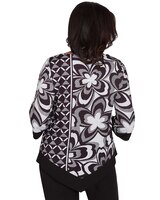Alfred Dunner® Runway Ready Floral Geometric Top with a Contrast Trim with a Detachable Necklace thumbnail number 2