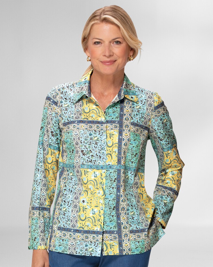 Mystic Highlands Patchwork-Print Blouse image number 1