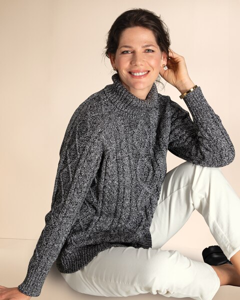 Bayside Cotton Cabled Turtleneck