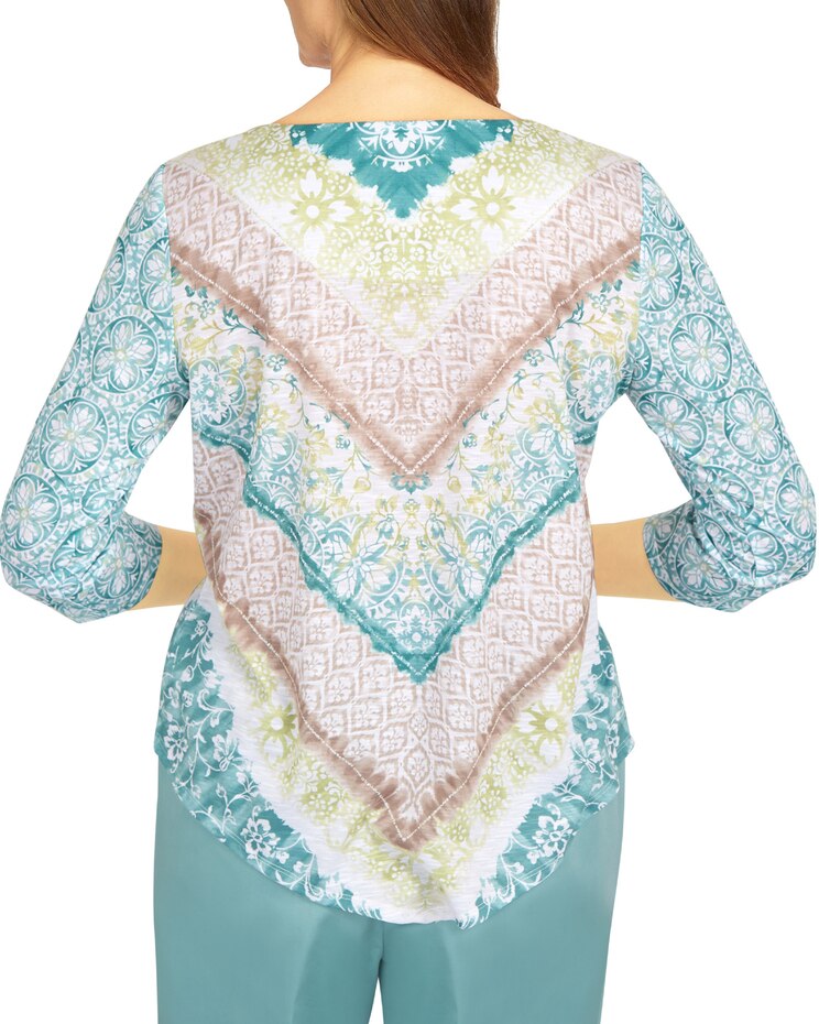 Alfred Dunner® Coconut Grove Chevron 3/4 Sleeve Top image number 2