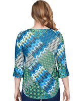 Ruby Rd® Mixed Bohemian Patched Geo Bell Sleeve Top thumbnail number 3