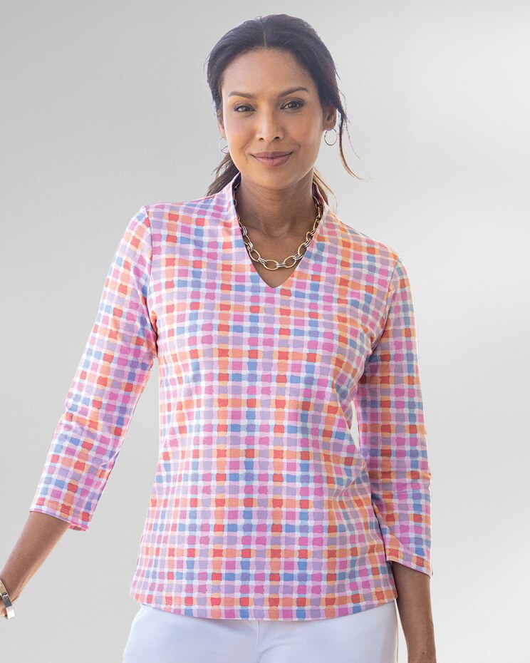 Prima™ Watercolor Check Narrow-V Tee image number 1