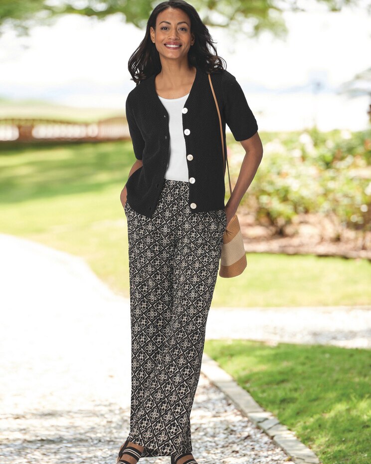 Batik-Print Crinkle Pants image number 3