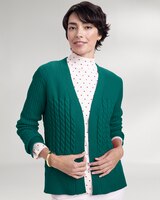 Cozy Cotton Mixed-Stitch Open Cardigan Sweater thumbnail number 1