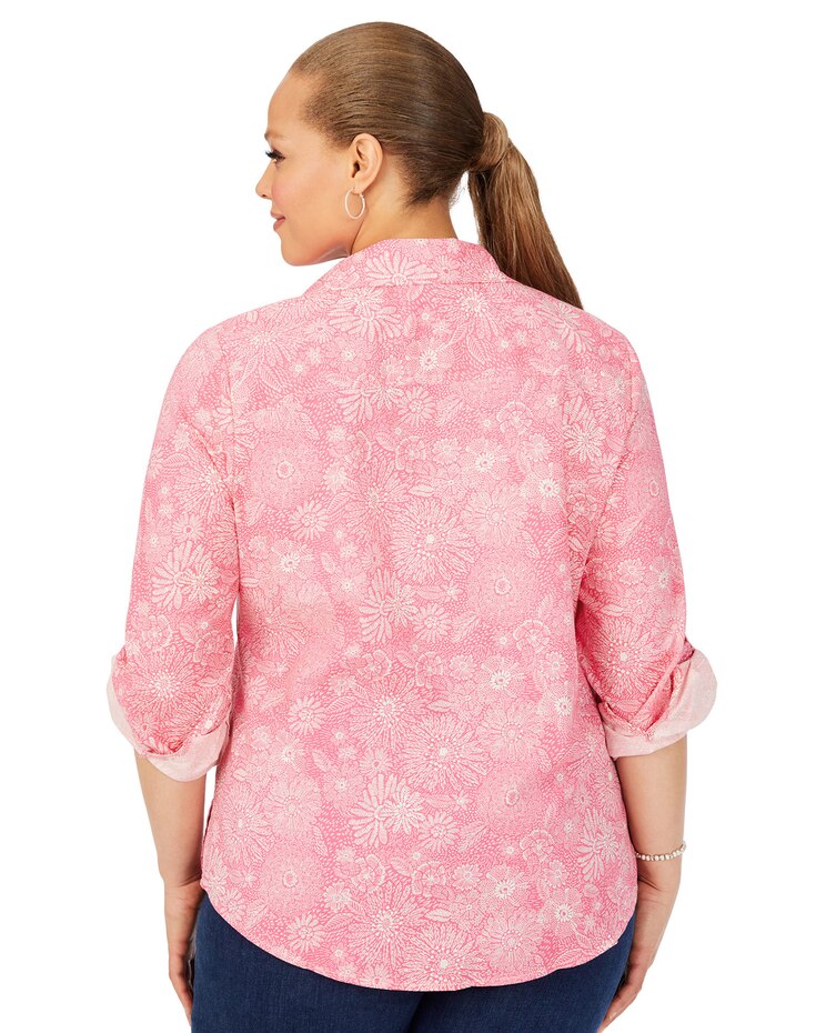Zoey Roll-Tab Drawn Floral Shirt image number 5