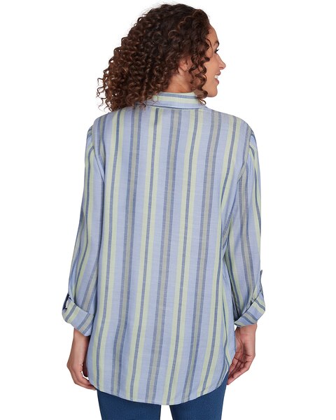Ruby Rd® Paisley Patch Woven Stripe Embroidered Top