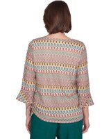 Alfred Dunner® Emerald Isle Spliced Texture Top With a Drawstring Hemline thumbnail number 2