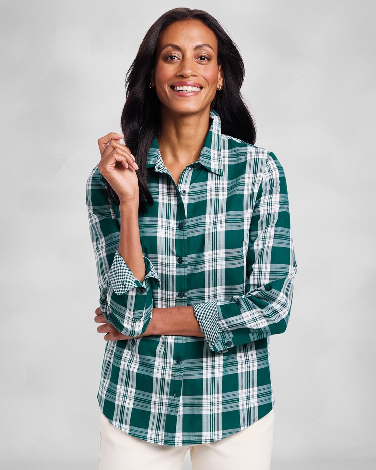 Plaid & Gingham Brushed-Cotton Shirt image number 1